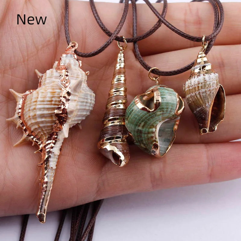 Sea Shell Choker Necklace Leather Strap