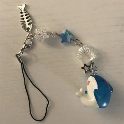 Summer Shark Charm Keychain/Phone Charm Handmade Sea Theme Inspired Whale Keychains Accessory Fish Aesthetic y2k Unique